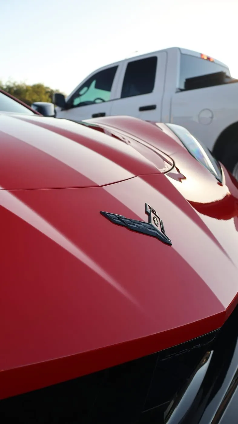 Glossy corrected paint finish on a Corvette