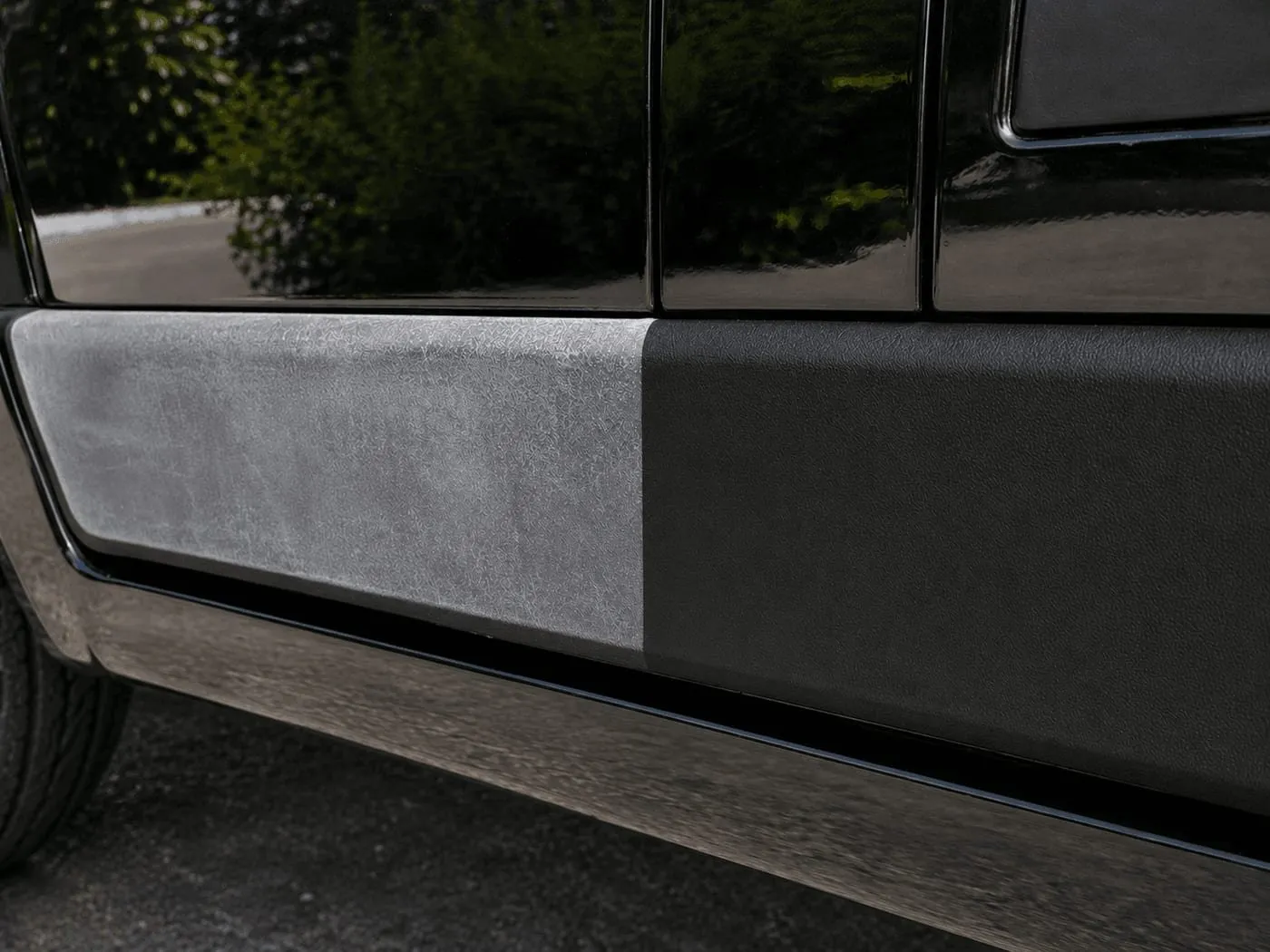 Plastic trim restoration before and after
