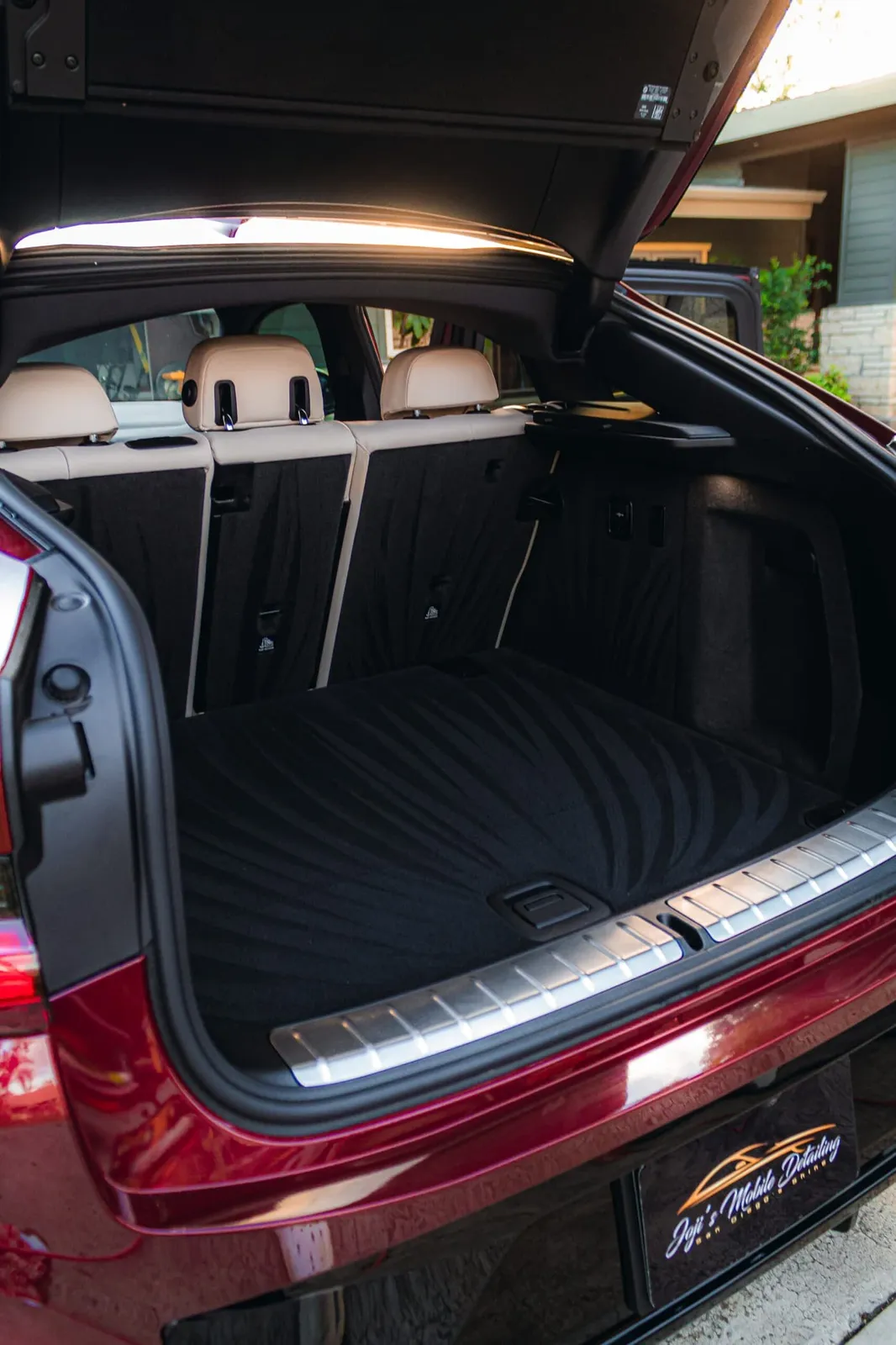 Detailed BMW trunk with Joji's Mobile Detailing branding in Lemon Grove, CA, Joji's Mobile Detailing